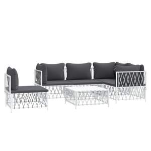 Ensemble de salon de jardin blanc avec coussins gris foncé - Product Image 3