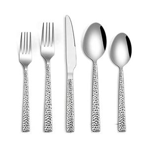 Cocina Metal Negro Plateado con Mango Largo Martillado Diseño Fantasía Acero Inoxidable Plateado Cubiertos - Product Image 6