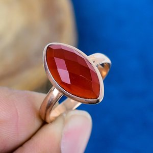 Natural carnelian Gemstone Marquise Shape <b>Ring</b> Rose Gold Over <b>925</b> Sterling <b>Silver</b> - Product Image 1