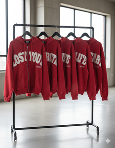 Sweats à capuche zippés en molleton bouclette effet délavé 400 GSM, style streetwear, broderie vieillie et strass sur toute la surface - Product Image 3