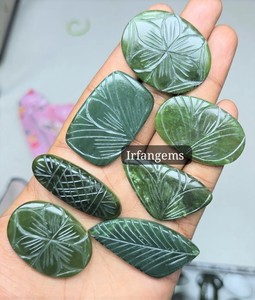 Lot de Cabochons Sculptés en Néphrite de Qualité Supérieure, Prix de Gros, 100% Naturel, pour la Fabrication de Bijoux en Néphrite, Lot de Pierres et Cristaux de Jade - Product Image 3