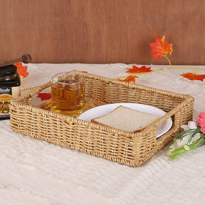 Acceptable Price Custom Size Handmade Woven Serving Tray Rattan Fruit Serving <b>Storage</b> <b>Basket</b> <b>Rectangle</b> Shape Home Decoration - Product Image 2