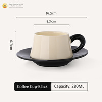 Ensemble tasse et soucoupe en céramique personnalisées avec logo, poignée colorée, idéal pour cafés et restaurants (OEM)