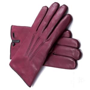 Gants de vélo en cuir bordeaux, longueur poignet, thermiques, non doublés, style décontracté, hiver, style uni, pour le cyclisme en plein air - Product Image 2