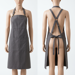 Women Chef <b>Apron</b> 280 GSM Premium Cotton Canvas Plum Color Cross Back Panel Design Custom Embroidery Print Logo <b>Apron</b> - Product Image 6