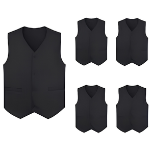 Chaleco de camarero/a para hostelería y restauración, con bolsillos, botones, cuello en V y cuello alto, formal, protector, 100% poliéster, fino. - Product Image 3