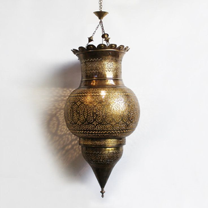 Antique Brass Hanging Lantern Moroccan Pendant Light Handcrafted <b>Ceiling</b> <b>Decor</b> Timeless Opulence - Product Image 1