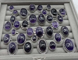 Natural Amethyst Mixed Assorted Design <b>Ring</b> Wholesale Amethyst Gemstone Assorted <b>Ring</b> Mixed Lot <b>Rings</b> - Product Image 2