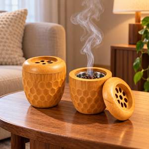 Brûleur à Bakhoor en bois fait main de luxe à motif martelé, porte-encens Oud arabe, décoration élégante pour la maison, cadeau haut de gamme, religieux - Product Image 3