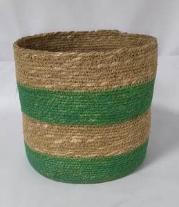 Panier de pique-nique en jonc de mer tressé au design innovant avec couvercle, organisateur de rangement en corde naturelle, style traditionnel décoratif, capacité 6-10L - Product Image 6