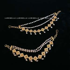 Fine Body Chain One Gram Gold Polish Ear Chains with Pearls - Product Image 1