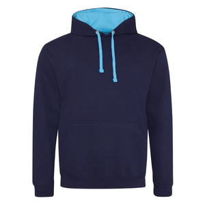 Sudadera con Capucha Azul Oscuro para Hombre, Corte Regular, Algodón French Terry, Estilo Casual para Otoño, Diseño con Bolsillos, Forro Morado - Product Image 4