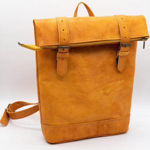 Authentic Leather <b>Roll</b> Top <b>Backpack</b> Mens Travel Rucksack Cowhide Laptop Bag Vintage Look Low MOQ Factory LTBP-0123 - Product Image 1