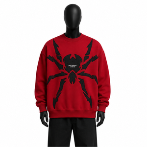 Sweat-shirt surdimensionné en coton épais avec logo personnalisé, motif araignée, col rond, style streetwear, Y2K, hip-hop, gothique, unisexe, pull-over pour homme - Product Image 1