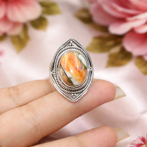 Bague en argent sterling 925 avec pierre précieuse turquoise multi-couleurs, faite à la main, style vintage bohème, plaquée or rose et or jaune - Product Image 6
