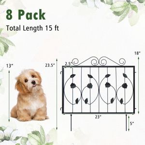 Confezione da 8 recinzioni Decorative in metallo resistente all'ruggine 23.5 ''(H) X 15,3 piedi (L) traliccio e cancelli con barriera per animali - Product Image 2