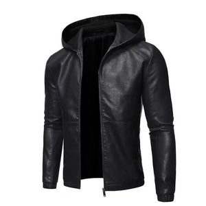 Sweat à capuche en cuir véritable pour homme, coupe ajustée, imperméable, respirant, séchage rapide, fermeture éclair, streetwear haut de gamme, sweats à capuche pour homme - Product Image 3