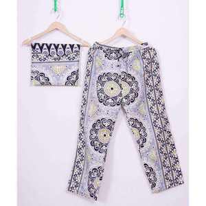 Conjunto de Pijama Casual de Otoño para Mujer 2024, 100% Algodón Satinado, Estampado Floral, Cuello en V, ODM, Transpirable, Cintura Elástica, Mangas Largas26 - Product Image 1