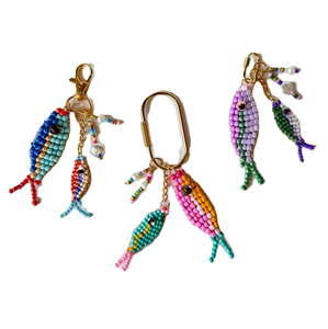 Porte-clés brodé artisanal en perles de rocaille fait main, motif personnalisé - Product Image 5