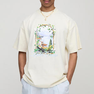 Camiseta de Manga Corta para Hombre, 100% Algodón, Camisa sin Cuello de Alta Calidad con Estampados Populares, Venta al Por Mayor - Product Image 1