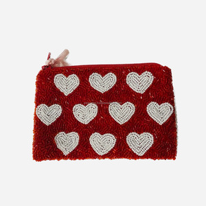 Handmade Beaded Coin <b>Purse</b> Red Heart Design | Custom <b>Small</b> Magnetic Closure Portable Pouch Women Girls | Wholesale Mini Bag - Product Image 2