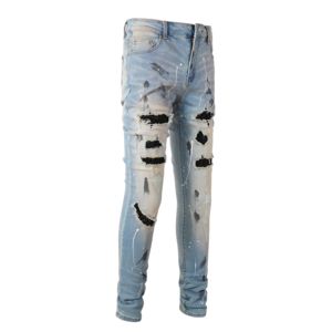 Nuevos Jeans de Mezclilla Blancos a la Moda para Hombre, Corte Recto, Cintura Media, Ajustados, Elásticos, a Precios Muy Bajos - Product Image 2