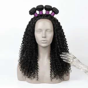 Remy <b>Hair</b> <b>Curly</b> Weave Natural Black Human <b>Hair</b> Extensions 100% Virgin <b>Hair</b> Remy Bulk <b>Hair</b> Customize Size - Product Image 2