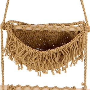 Panier suspendu bohème en coton et jute, organisateur mural en forme de demi-lune, porte-objets pour la cuisine, la salle de bain, la chambre à coucher - Product Image 2