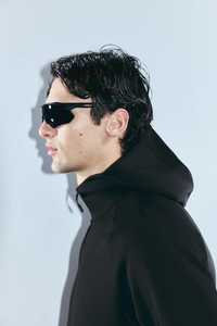 Veste à capuche en polaire zippée intégrale pour homme, hiver |   Noir avec poches zippées |   Vente en gros OEM/ODM - Product Image 5