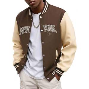 Chaqueta de Béisbol de Manga Larga con Estampado de Letras de Nueva York para Hombre, Estilo Clásico con Bloques de Color, Informal, para Deportes al Aire Libre - Product Image 1