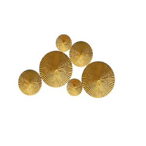 Moderno y Lujoso Juego de Arte Mural Metálico con Diseño de Rayos de Sol Dorados, Decoración de Pared Circular con Textura 3D para Sala de Estar, Dormitorio, Interiores Boho - Product Image 1
