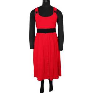 Robe en coton bambou rouge de style midi grande taille maternité au genou décontracté tenue quotidienne soutien-gorge floral gratuit imprimé 1 pour les femmes enceintes - Product Image 1