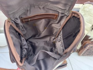 Hand <b>Tooled</b> Leather Cowhide <b>Backpack</b> With Floral Carving Unisex Bohemian Style Multiple Pockets Zipper Closure Daily Use Bag - Product Image 5