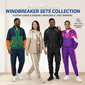 Conjunto Cortavientos Ligero de Alta Calidad, Estilo Deportivo Casual, Nylon, Corte Regular, Capucha, Cintura Elástica, Transpirable, Resistente al Viento, para Primavera - Product Image 3