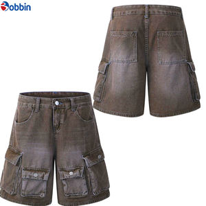 BOBBIN INDUSTRIES Pantalones Cortos de Mezclilla de Alta Calidad para Hombre, Estilo Hip Hop, Streetwear, Verano, con Bolsillos, Tipo Cargo, Holgados - Product Image 5