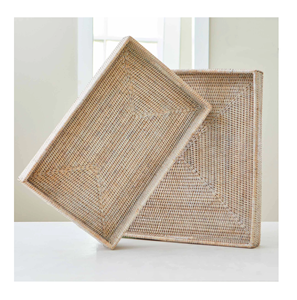 New Arrival Rattan Handwoven Serving Storage Tray For Tea <b>Coffee</b> Snacks Breakfast <b>Rustic</b> Cane Platter For <b>Coffee</b> & Dining <b>Table</b> - Product Image 4