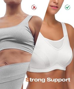 Sujetador Deportivo Blanco para Mujer, de Alta Sujeción, Transpirable, con Malla, para Fitness, Yoga, Gimnasio, Diseño Sencillo - Product Image 5