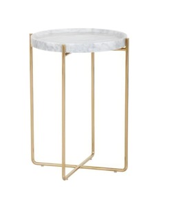 Mesa de Centro Moderna Redonda con Tapa de Vidrio Dorado, Muebles para Sala de Estar, Metal+Vidrio - Product Image 3