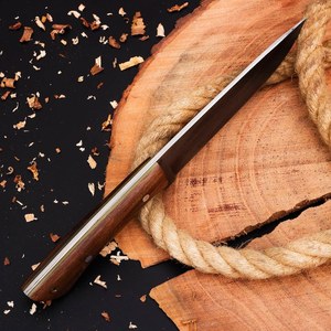 Cuchillo de Hoja Fija de Acero al Carbono Forjado a Mano con Punta Caída, Mango de Madera, para Camping y Uso Exterior, Diseño Full Tang de 2.5mm de Grosor - Product Image 5
