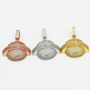 Pendentif Iced Out World Is Yours en Moissanite et Diamant, Argent 925, Collier Statement Hip Hop - Product Image 5