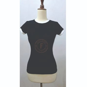 Summer Fashion Contrast Ribbed <b>Trim</b> Women’s T-Shirt Custom Sublimation Print - Product Image 1