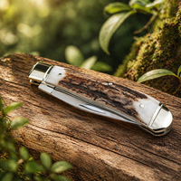 Couteau pliant de survie de poche de haute qualité pour la chasse et le camping en plein air, nouveau modèle avec manche en os naturel, logo personnalisé, vente en gros