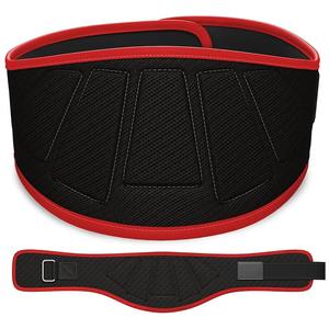 Cinturón de soporte de cintura ajustable y transpirable para levantamiento de pesas, entrenamiento de fuerza, unisex, cierre de hebilla de poliéster y elastano, negro y rojo - Product Image 1