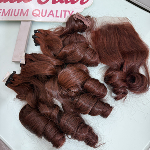 Paquets de cheveux vierges crus vietnamiens 100g de cheveux humains avec fermeture à lacet produits capillaires bouclés pleins d'entrain pour perruques et ensembles - Product Image 2