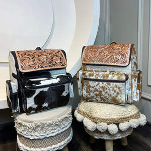 Nouveau sac à couches de voyage multifonction en cuir repoussé à la main sac à dos pour femmes en cuir de vachette Floral grande capacité sac à dos à la mode - Product Image 4