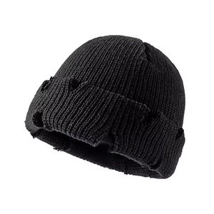 Gorro de invierno unisex de alta calidad con logotipo personalizado, estilo desgastado, tejido en lana y acrílico. - Product Image 3