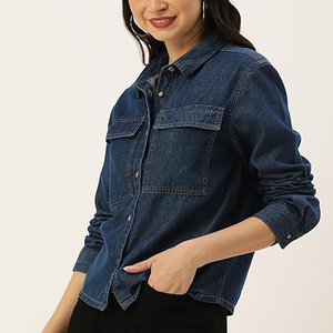 Chemises en jean décontractées pour femmes, tendance et de haute qualité, chemises en jean boutonnées surdimensionnées, nouvelle chemise en jean élégante pour femmes cowgirl - Product Image 1