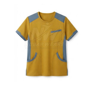 Tenue de travail pour clinique médicale, haut de blouse à col rond et manches courtes, uniforme professionnel pour le personnel infirmier, les soins de santé et les laboratoires - Product Image 2