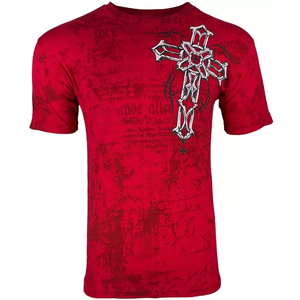 Men's Red <b>Gothic</b> Cross Printed Short Sleeve O-Neck T-<b>Shirt</b> Regular Fit Jersey Cotton - Product Image 4