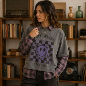 Camiseta de Manga Corta para Mujer, Corte Cuadrado, 100% Algodón Orgánico, Estilo Casual Urbano - Product Image 4
